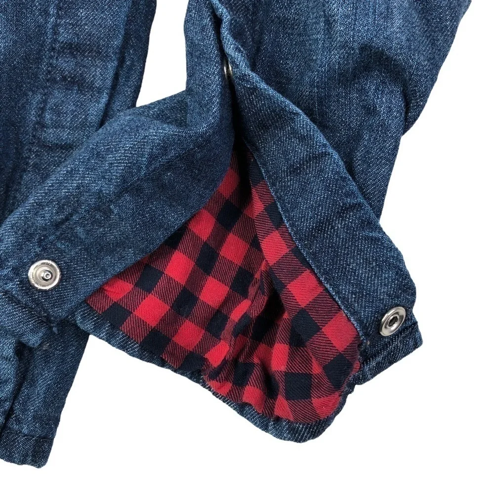 Osh Kosh lined overalls buffalo plaid embroidered stars snap legs 9 months